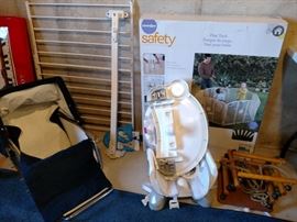 Wooden baby swing and other baby items