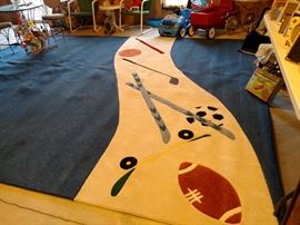  Custom made room rug , approx. 11 feet 11 inches by 14 feet 7 inches, good condition, needs stretching  