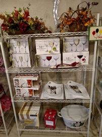 Home decor on wire shelving