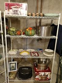Entertaining items on wire shelving