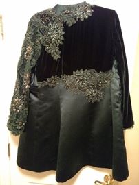 Green velvet and satin embroidered and beaded jacket this is a picture of the back