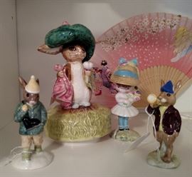 Beatrice Potter music box, Bunnykins by Royal Doulton and Joan Walsh Angland Beswick 