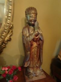 Early Antique Chinese Guilded Laquar Statues - One of a Pair 