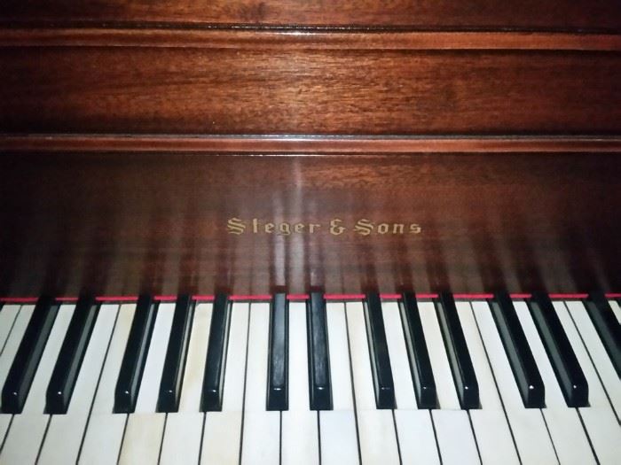 The Steger & Sons baby grand has the original keytops
