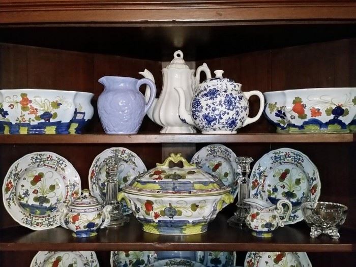 Some of the pottery and part of the set of Faenza  'Blue Carnation' (made in Italy)