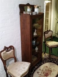 Antique oak curio cabinet