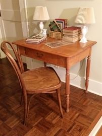 Small vintage oak writing desk and oak chair