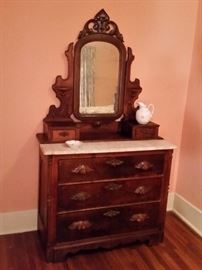 Antique mahogany chest with mirror