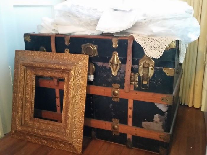 Large antique steamer trunk