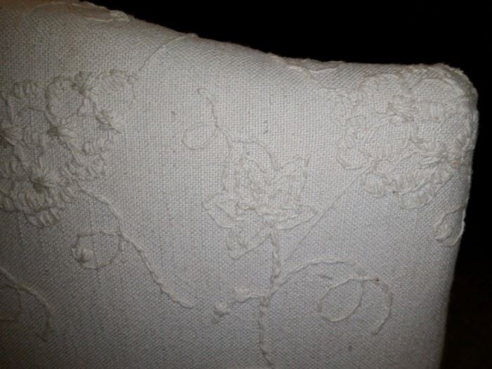 A closer look at the fabric of the parsons chairs
