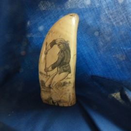 Reproduction Scrimshaw Whale's Tooth