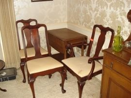Queenanne, side chairs, maple tea cart