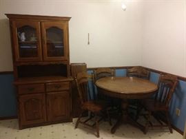 Dining Room Wood Table & 4 Chairs, DR Cabinet