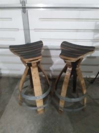 2 Original Bar Stools Hand Crafted From Whiskey Barrels