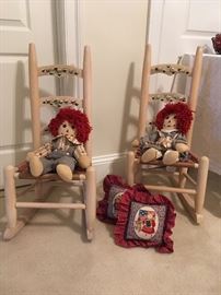 Children's Rocking Chairs, Raggedy Anne & Andy Dolls.