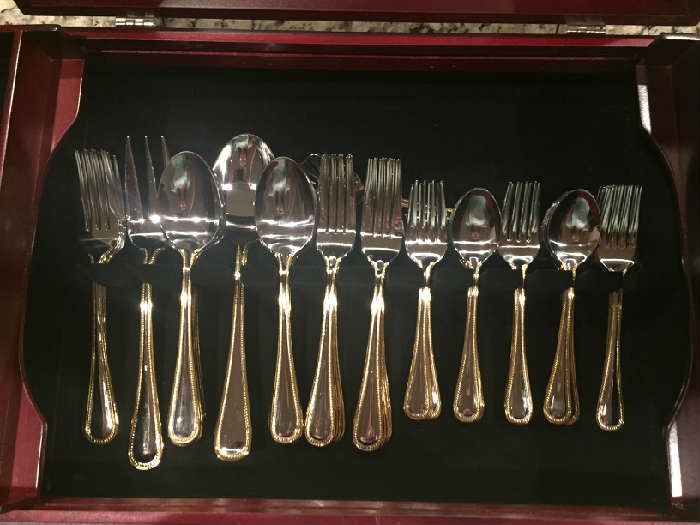 Wallace Silver and Gold Silverware Set