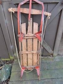 Vintage wooden sleds x 2.