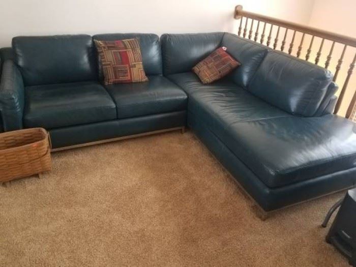 L-shaped leather couch