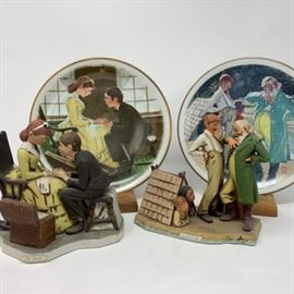 Norman Rockwell 2 Decorative Plates with 2 coordinating Figurines https://ctbids.com/#!/description/share/103109