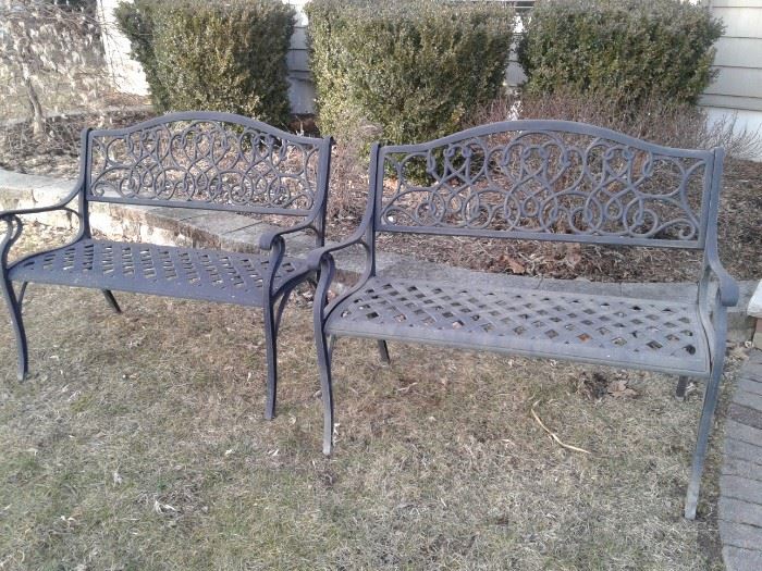 Cast aluminum garden benches