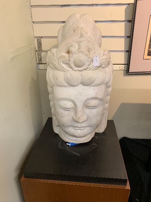 
Chinese Marble Head of Bodhisattva 20th Century, Height: 24 in
