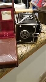 Rare ROLLEIFLEX camera in near mint condition. It appears camera has been in case for most of its existence. Twin lenses, 4/135 & F = 135mm. Made in Braunschweig, Germany, Franke & Heidecke