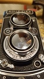 Rare ROLLEIFLEX camera in near mint condition. It appears camera has been in case for most of its existence. Twin lenses, 4/135 & F = 135mm. Made in Braunschweig, Germany, Franke & Heidecke