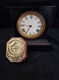 Vintage clock and compass. https://ctbids.com/#!/description/share/104324