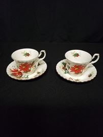 Set of 2 Royal Albert poinsettia cups and saucers https://ctbids.com/#!/description/share/104373