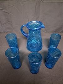Blue glass pitcher and water glasses https://ctbids.com/#!/description/share/104371