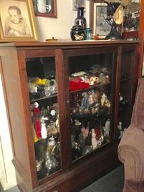Nice Antique China Cabinet, Large Collection of Avon Bottles