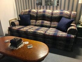 Couch, Oak Coffee Table