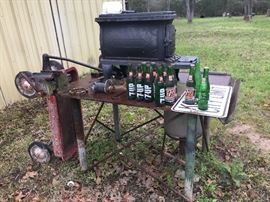 Red Wagon, Iron Stove, 7 Up Bottles