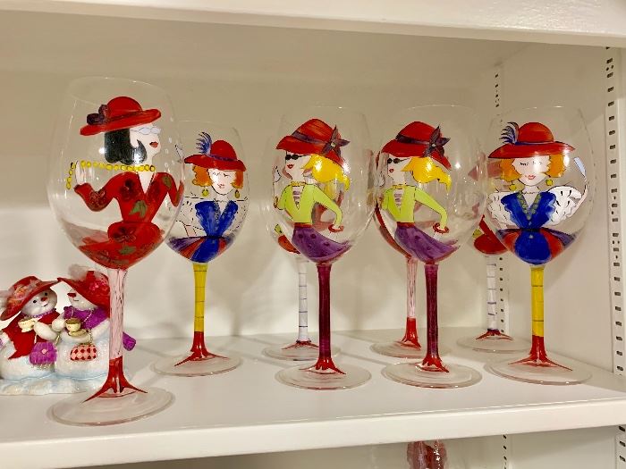 "Red Hat Ladies" wine glasses