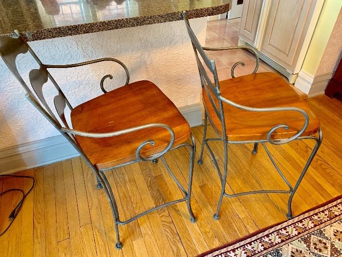 3 metal/wood counter stools