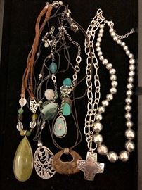 Silver ball necklace, cross, pendant necklaces 