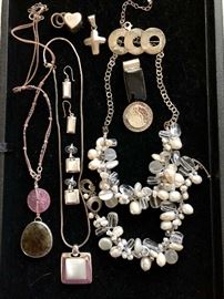 Necklace earrings set, necklace bracelet set, pins, pendants
