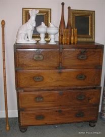 English Antique Elmwood and Brass Campaign Chest, there are four of these in the Sale