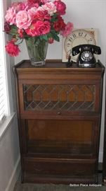 Antique 3 door with one drawer Bookcase, leadlight glass