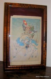 Woodblock Print by Hasegawa Sadanobu 111,  "White Horse" 