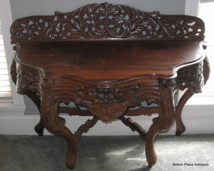 Heavily Carved Asian Teak Display piece