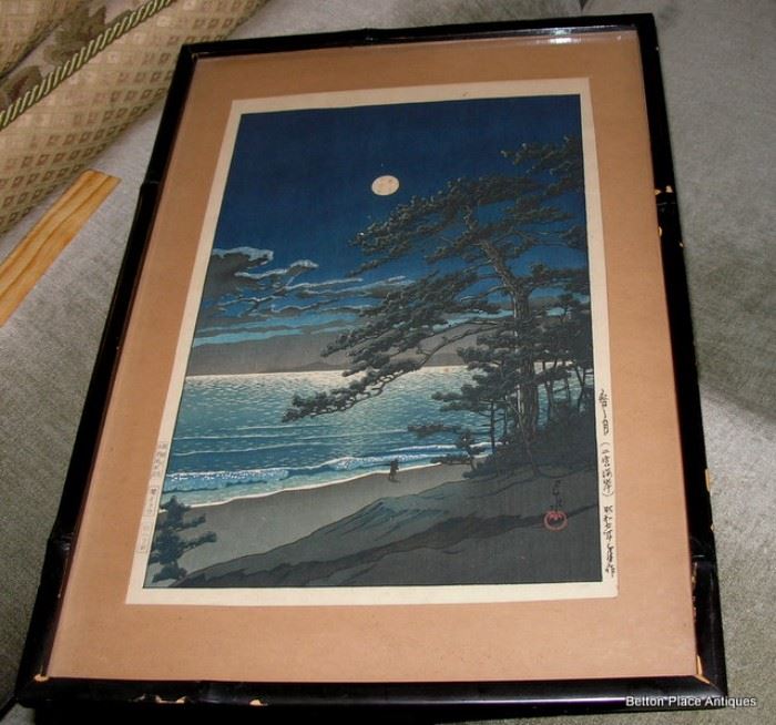 Woodblock Print by Hasui Kawase, "Spring over Ninomiya Beach " 1932 