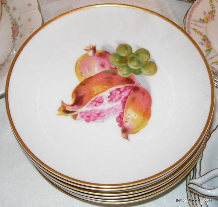 German and Japanese Salad Plates , all with Fruit and gold rims