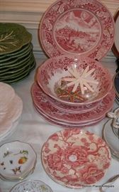 English Red and White Transferware Dishes