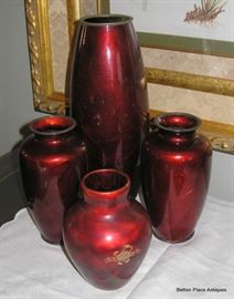 Enamel Red Asian Vases