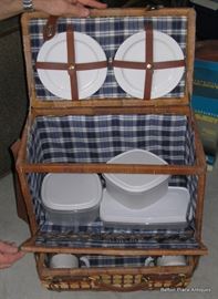 Picnic Basket with cutlery bowls etc