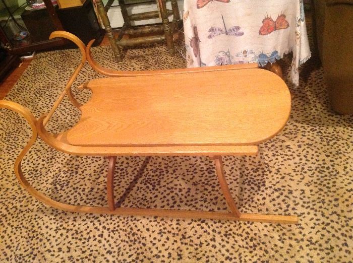 Maple sled coffee table made in vermont