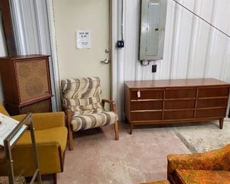 Dixie Triple Dresser, Wharfdale Speakers, Scoop Chair, Rowe chair