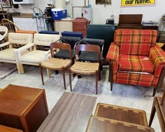 Parsons Chairs, J.L. Moller Chairs, Plaid Chair