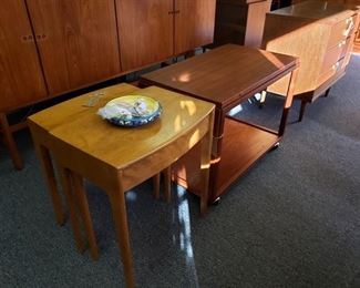 Heywood Wakefield Nesting Tables, Teak Danish Flip  Top Cocktail Table